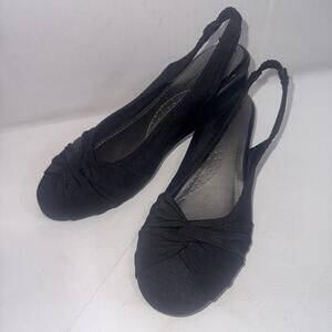 Cloudwalkers Gillian Black Minimalist  Slingback Wedge Sandals Women’s 8W